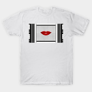 Lips , Polka , Kiss , Geometrical , Illusion , black and white T-Shirt